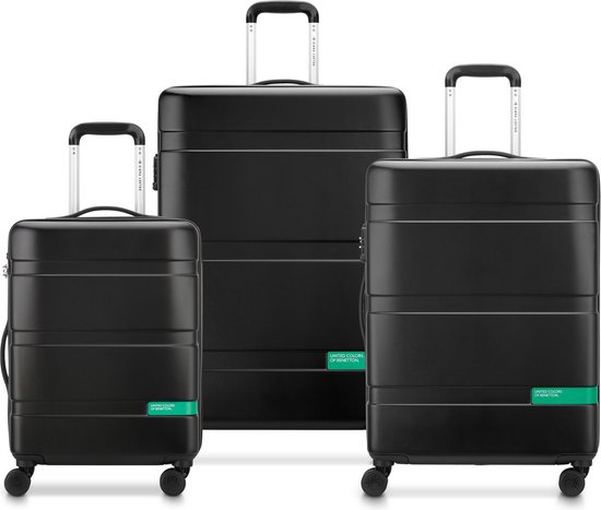 Delsey Paris x United Colors Of Benetton - Kofferset Now - 3 delig - Handbagage 34L + ruimbagage 65L en 93L – Zwart
