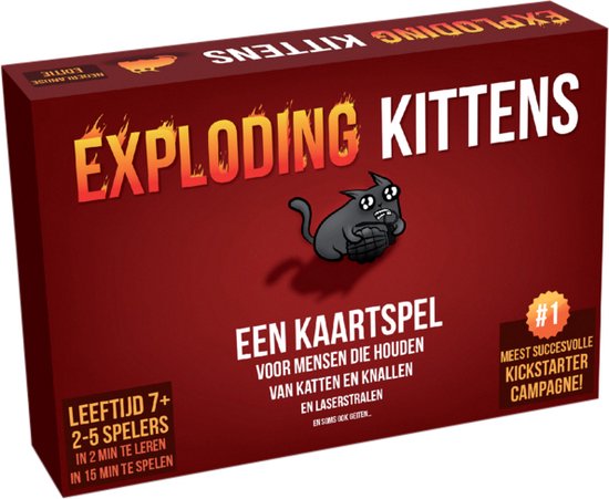 Exploding Kittens Originele Editie - Kaartspel vol spanning en humor - 2 tot 5 spelers - Vanaf 7 jaar