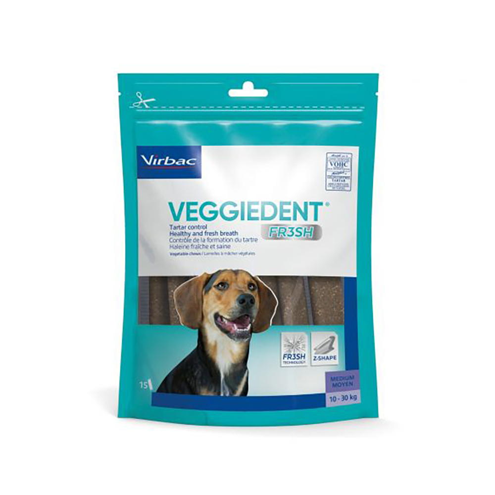 Virbac Veggiedent Hond - 10-30kg - 15 Kauwstrips