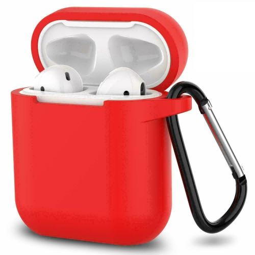 AirPods-hoesje Rode siliconen hoes compatibel met Apple Airpods 1 & 2 - Antikras