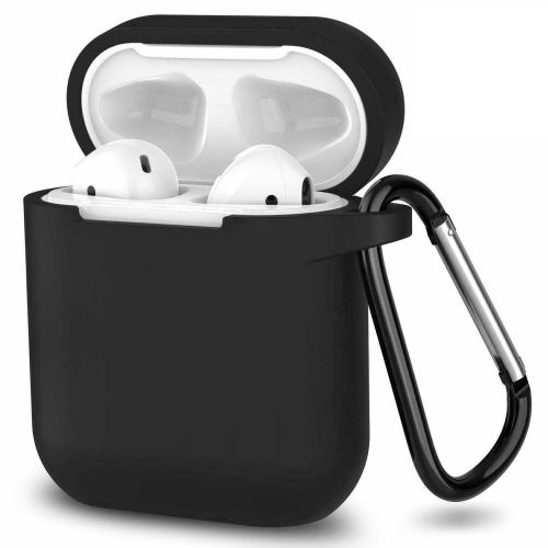 AirPods-hoesje Zwart siliconen hoesje compatibel met Apple Airpods 1 & 2 - Krasbestendig