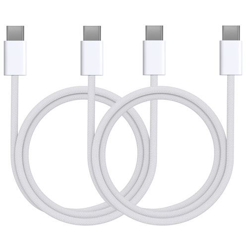 Set van 2 USB-C USB-C-kabels voor Airpods 4 / Airpods Pro 2 / Airpods Max (2024) - Nylon gevlochten kabel 1 meter Phonillico®