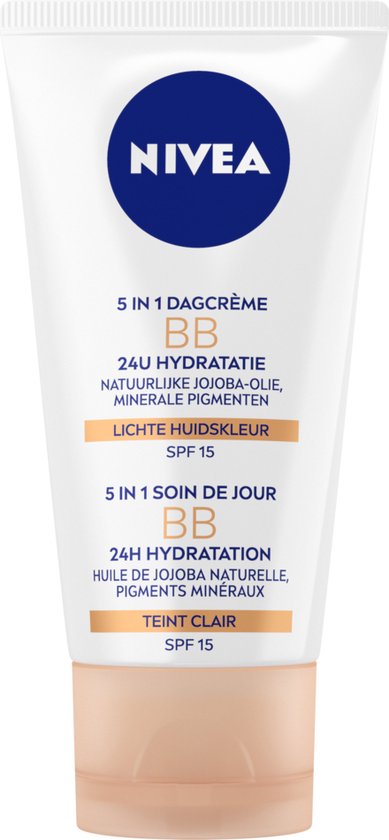 NIVEA Essentials 5-in-1 BB Crème Light - SPF 15 - BB Cream - Met jojoba-olie - Gekleurde Dagcrème - Hydrateerd en Camoufleert - 50 ml