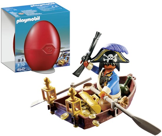 Piraat met roeiboot / Pirate avec barque et trésor