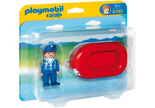 PLAYMOBIL 1.2.3 - ZEEMAN MET BOOT / VACANCIER ET BATEAU