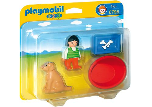 PLAYMOBIL 1.2.3 - MEISJE MET HAAR HOND / ENFANT AVEC CHIEN