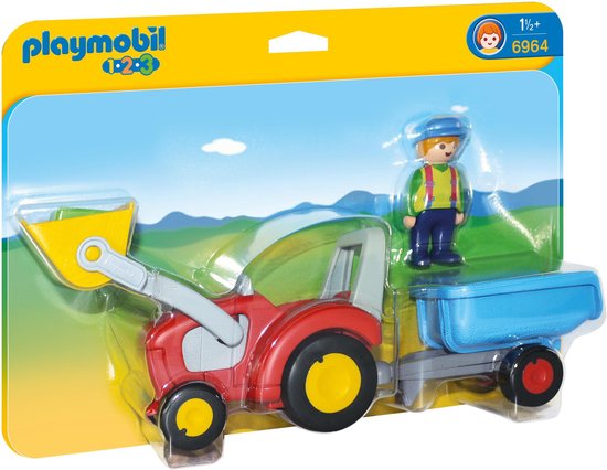 Playmobil 1.2.3 Tractor met Aanhanger