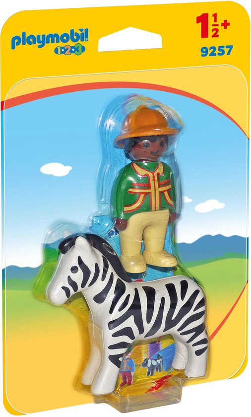 PLAYMOBIL  1.2.3 Verzorger met zebra - 9257