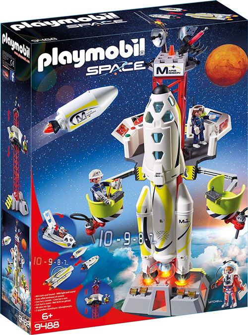 Playmobil Space Mission op Mars 9488-Mars-raket met lanceerplatform