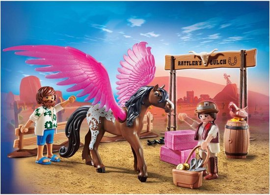 PLAYMOBIL THE MOVIE MARLA + DEL AVEC CHEVAL AILÉ