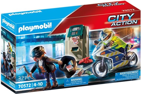 PLAYMOBIL City Action - Politiemotor: achtervolging van de geldrover constructiespeelgoed 70572