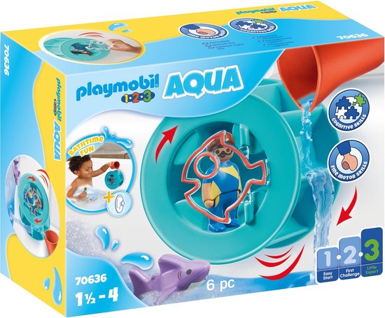Playmobil 1.2.3 Aqua 70636 Waterwervelrad met babyhaai