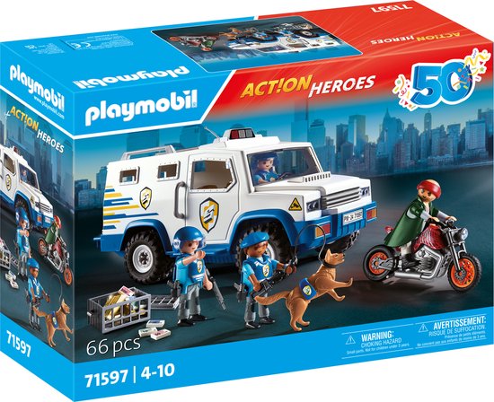 PLAYMOBIL Action Heroes - Geldtransporteur constructiespeelgoed 71597