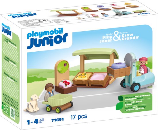 PLAYMOBIL Junior - Biologische marktkraam&vorkheftruck constructiespeelgoed 71691