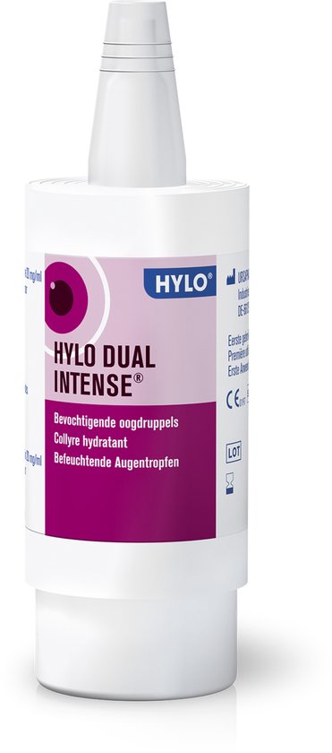 HYLO DUAL INTENSE® Oogdruppels - Bij droge, rode of geïrriteerde ogen - Voor chronisch droge ogen - Met hyaluronzuur en ectoïne - Vrij van conserveermiddelen - 10 ml
