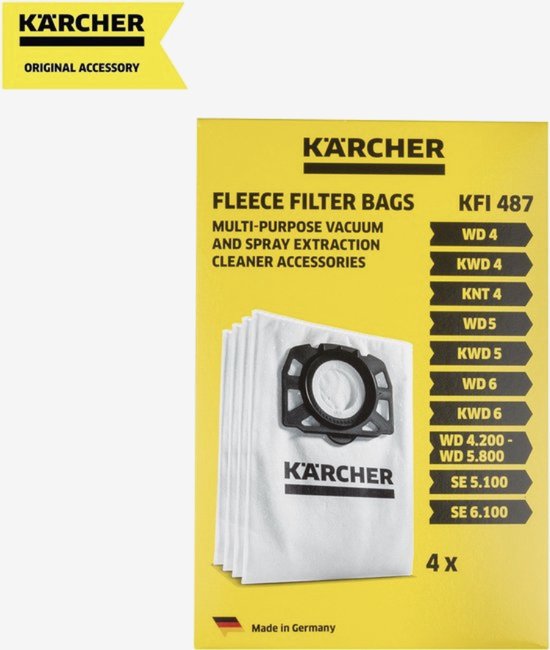 Karcher Stofzuigerzak voor WD 4/5/6 (4x)