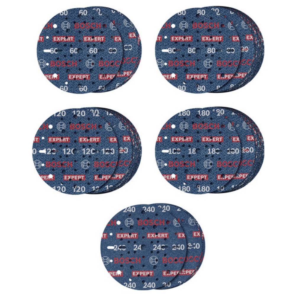 Bosch 2608902470 EXPERT 55-delige Set Schuurschijf O780 Met Film Onderlaag - 150 Mm - 5xK60/15xK80/15xK120/15xK180/5xK240
