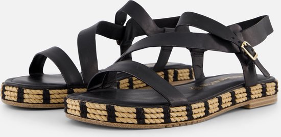 Tamaris Rafia Sandalen zwart Leer - Dames - Maat 39
