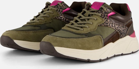 Tamaris Leopard Sneakers groen Textiel - Dames - Maat 40
