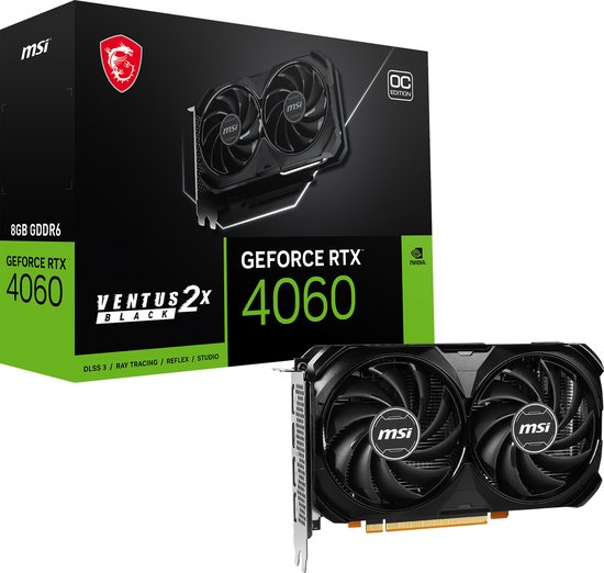 MSI VENTUS GEFORCE RTX 4060 2X BLACK 8G OC videokaart NVIDIA 8 GB GDDR6