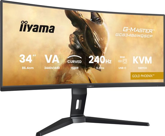 Iiyama G-Master Gold Phoenix GCB3486WQSCP-B1 34 Ultra Wide Quad HD 240Hz VA Gaming Monitor