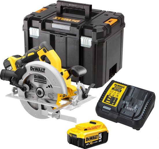 DeWALT DCS570P2-QW 18V Li-ion XR Accu Cirkelzaag Set (2x 5.0Ah) In TSTAK - 184mm