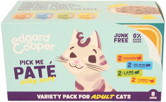 Edgard &amp; Cooper Kattenvoeding Multipack met Kip &amp; Zalm &amp; Lam - 8x 85 g