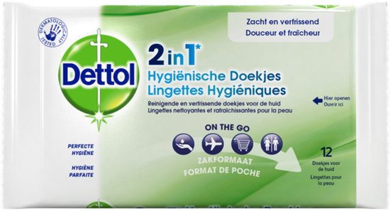 Dettol 2in1 Hygiënische Doekjes 12 Stuks