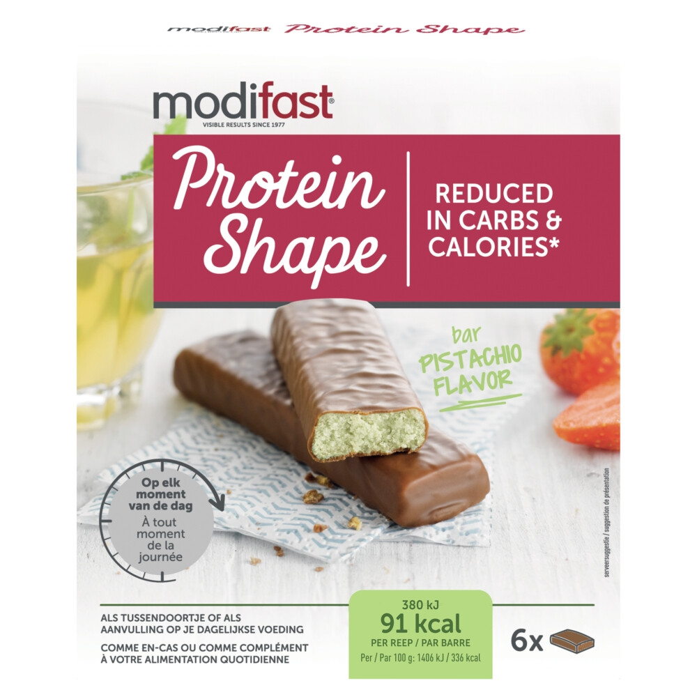 Modifast Protein Shape Reep Melkchocolade/ Pistache 6x27g