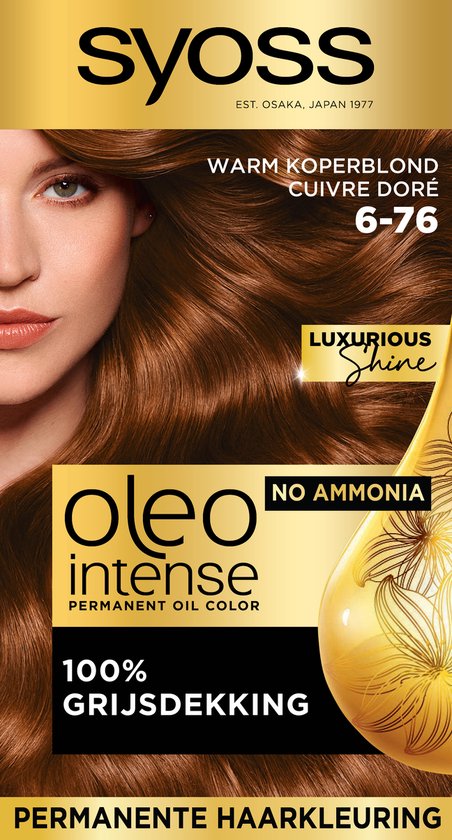 SYOSS Oleo Intense 6-76 - Haarverf - Permanente Haarkleuring - Warm Koperblond - Langdurige Kleur - Professionele Grijsdekking - Zonder Ammoniak - 1 stuk