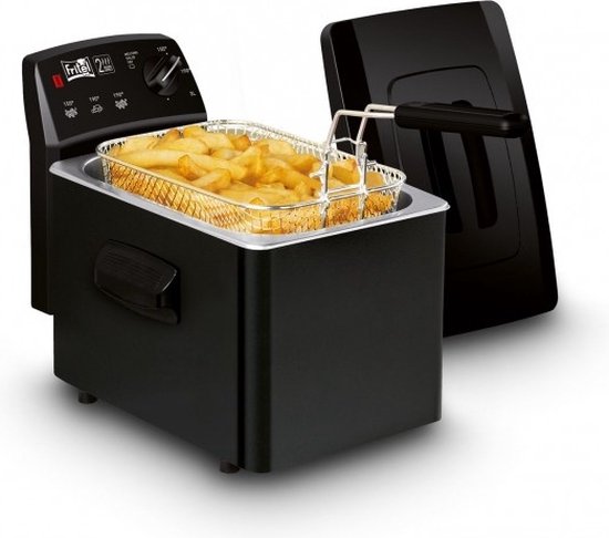 FRITEL Frituurpan - Turbo SF® 4151 - Frietketel met Antistofdeksel - Friteuse voor Olie + Vast Vet - 2-4 pers. Frituurketel - 2400W - 3L - Zwart