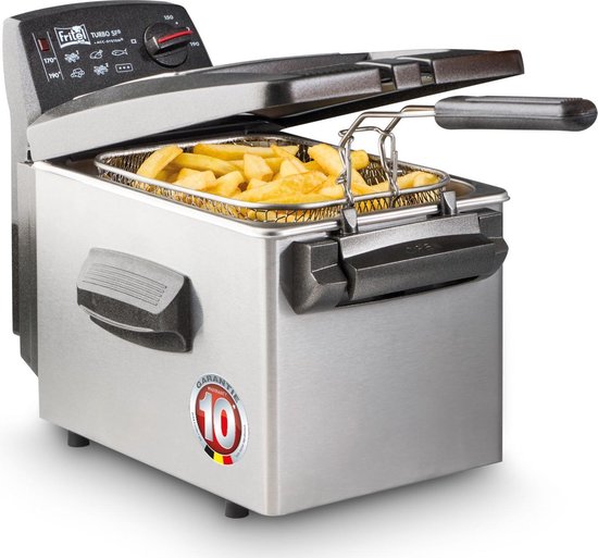 FRITEL Frituurpan - Turbo SF® 4345 - Friteuse met Filterdeksel met Kijkvenster - Olie + Vast Vet - 3-5 persoenen - 3200W - 4 liter - 10 jaar Garantie