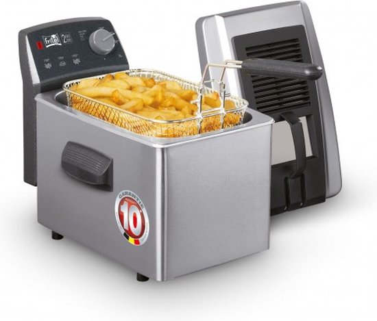 FRITEL Frituurpan - Turbo SF® 4170 - Frietketel met Filterdeksel - Friteuse voor Olie + Vast Vet - 2-4 pers. Frituurketel met Kijkvenster - 2400W - 3L
