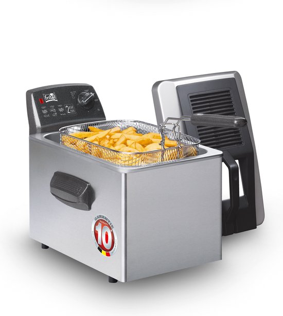 FRITEL Frituurpan - Turbo SF® 4571 - Frietketel met Filterdeksel - Friteuse voor Olie + Vast Vet - 5 pers. Frituurketel met Kijkvenster - 3200W - 5L