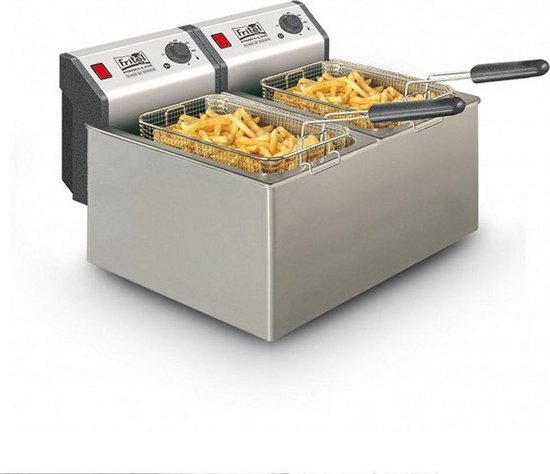 FRITEL Friteuse Profi 4905 Duo - Professionele Frituurpan / Frituurketel Dubbel - 2x 8L - 2x 3300W - Antistofdeksel - Olie + Vast Vet
