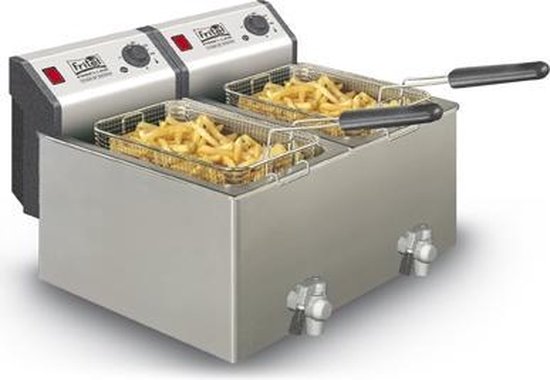FRITEL Friteuse Profi 4920 - Professionele Frituurketel / Frituurpan - Friteuse dubbel - Frituurpan dubbel - 2x 8L - 2x 3300W + Kraan - Horeca