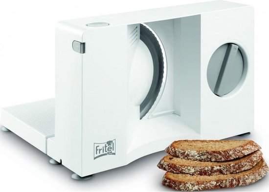 FRITEL Snijmachine SL 3080 - Allessnijder / Broodsnijder / Vleessnijder - 0-20mm - Ø 17cm - 120W - Gekarteld Mes - Dichtklapbaar - Wit