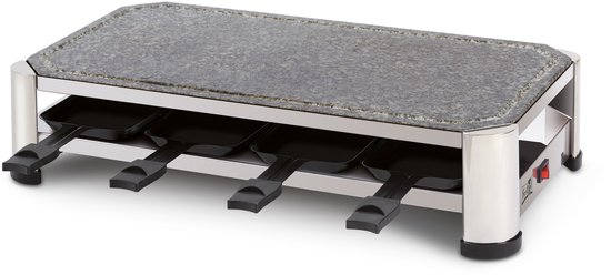FRITEL Steengrill SG 2180 - Hotstone Grill / Raclette Kerst - Natuursteen - 1500W - 49,5x27cm - PFAS-vrij - 2 tot 8 Pers. + 8 Raclettepannetjes & Spatels