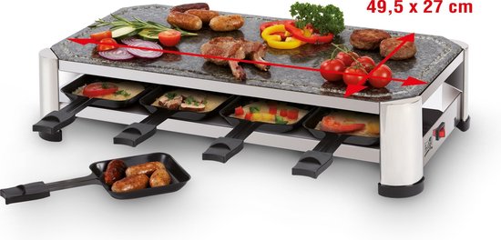 FRITEL Steengrill SG 2180 - Hotstone grill + Raclettefunctie - Grill / Teppanyaki plaat - 2 tot 8 personen - 49,5x27cm