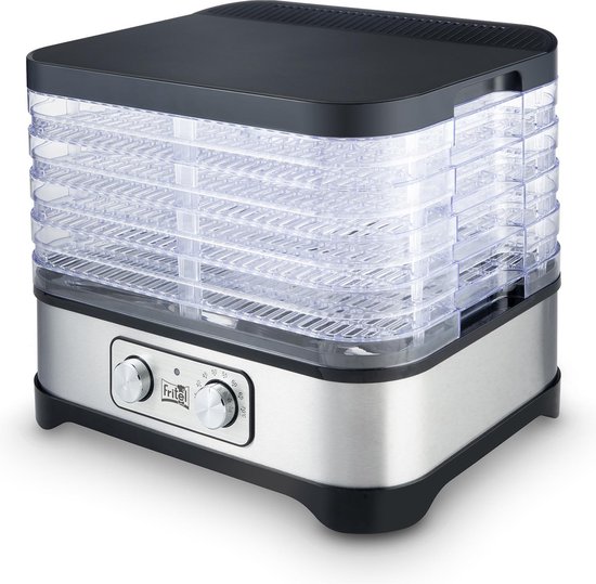 FRITEL Dehydrator DH 2025 - Droogapparaat / Voedseldroger / Droogoven - 5 Laags - 35°C tot 70°C - 250W - 2 Stapelwijzen - BPA-vrij - Groenten / Fruit / Kruiden / Vis / Vlees