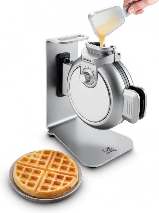 FRITEL Wafelijzer WA 2224 - Top fill Wafelmaker - Antislipvoeten - Ronde wafelvorm - Zilver - Ready geluidssignaal