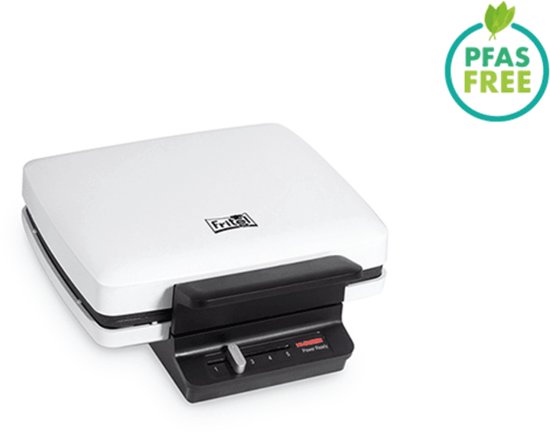 FRITEL Wafelijzer - WA 1230 - Wafelmaker met Vaste Platen - Wafelmachine met Anti-Aanbaklaag - Wafelbakijzer voor 4x7 Wafel - Traditionele Belgische Wafels - Wit - 1200W