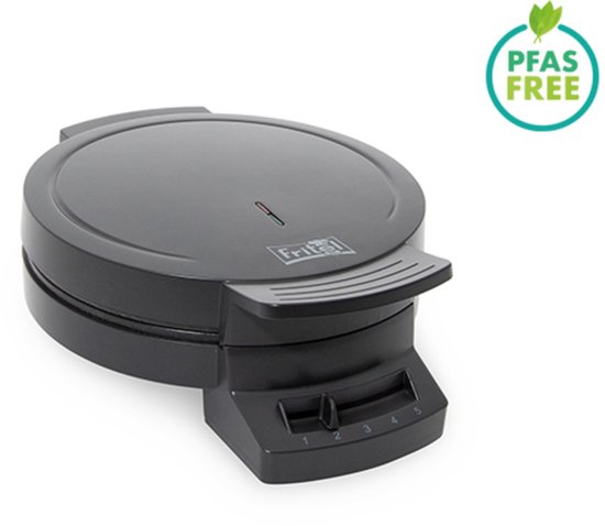 FRITEL Wafelijzer - HW 1225 - Wafelmaker PFAS vrij - Wafelmachine voor Hartjeswafels - Hartjeswafelijzer - 5 Hartjeswafels - Wafelbakijzer met Vaste Bakplaten - Zwart - 1200W