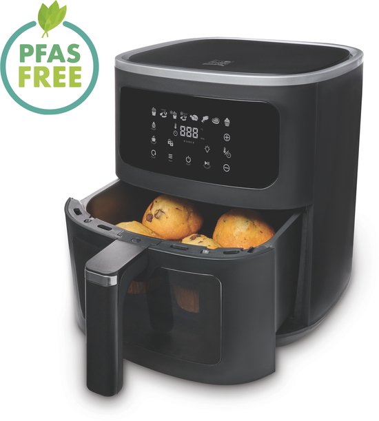 FRITEL Airfryer SnackTastic® 7720 - Heteluchtfriteuse 8L XXL - 1700W - Voor 1-8 Personen - Touchscreen - Airfryer met Kijkvenster & Verlichting - 8 Programma's - PFAS-vrij - Zwart