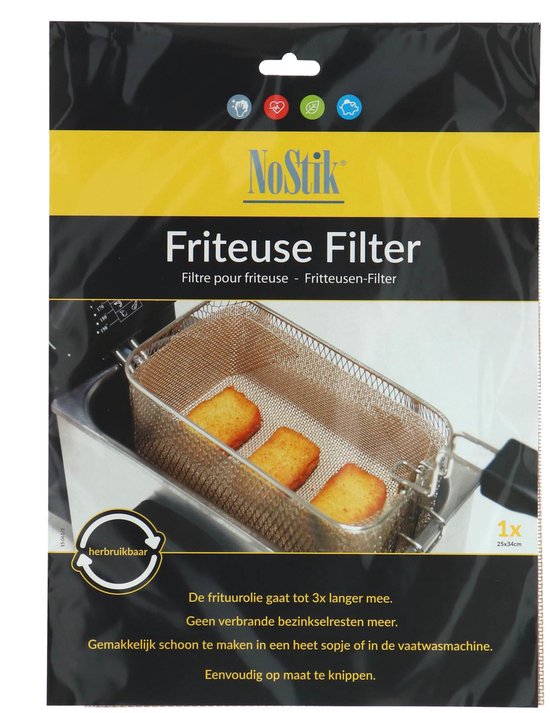 NoStik Filter voor Friteuse Herbruikbaar 25x34 cm