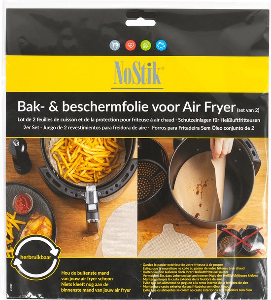 NoStik Beschermfolie Airfryer Set 2 stuks - diameter 25.5 cm