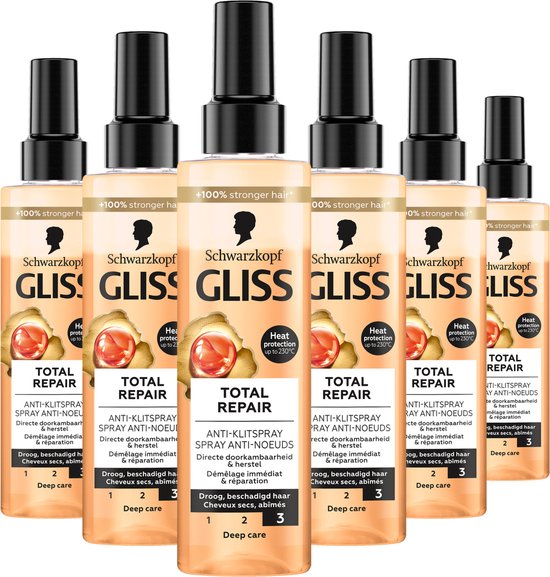 6x Gliss Anti-klit Spray Total Repair 200 ml