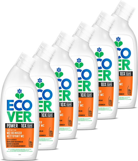 Ecover Power - WC-reiniger - Voordeelverpakking 6 x 750 ml - krachtige werking - werkt 10x sneller - verwijdert kalkaanslag - Plantaardig & Biologisch afbreekbaar
