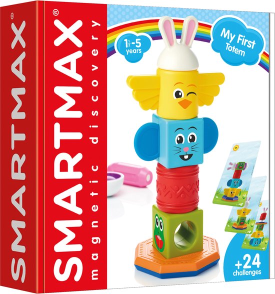 SmartMax My First Totem - Magnetisch Sensorisch Speelgoed - 8-Delige Stapelset met Geluid en Textuur - Educatief Speelgoed voor Peuters - Vanaf 1 Jaar