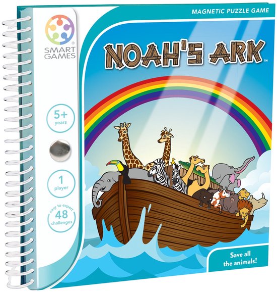 SmartGames Noah's Ark - Magnetisch Logisch Denkspel - 48 Educatieve Dierenuitdagingen - Compact Reisspel & Solospel - Vanaf 5 Jaar